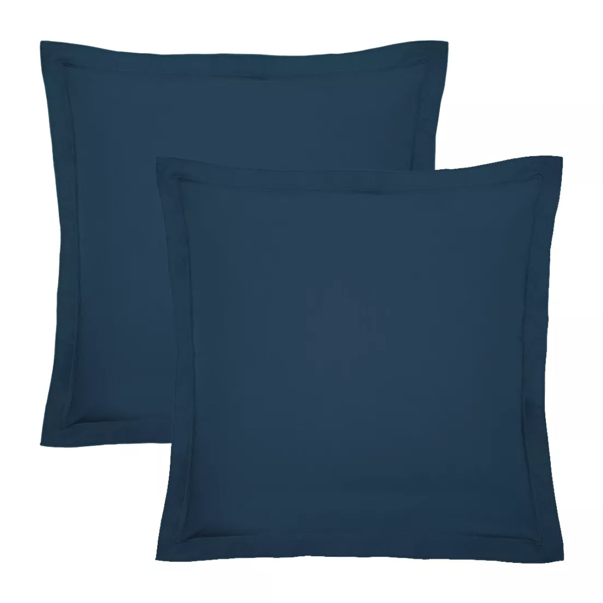 Lot de 2 taies percale de coton uni bleu La percale francaise ocean