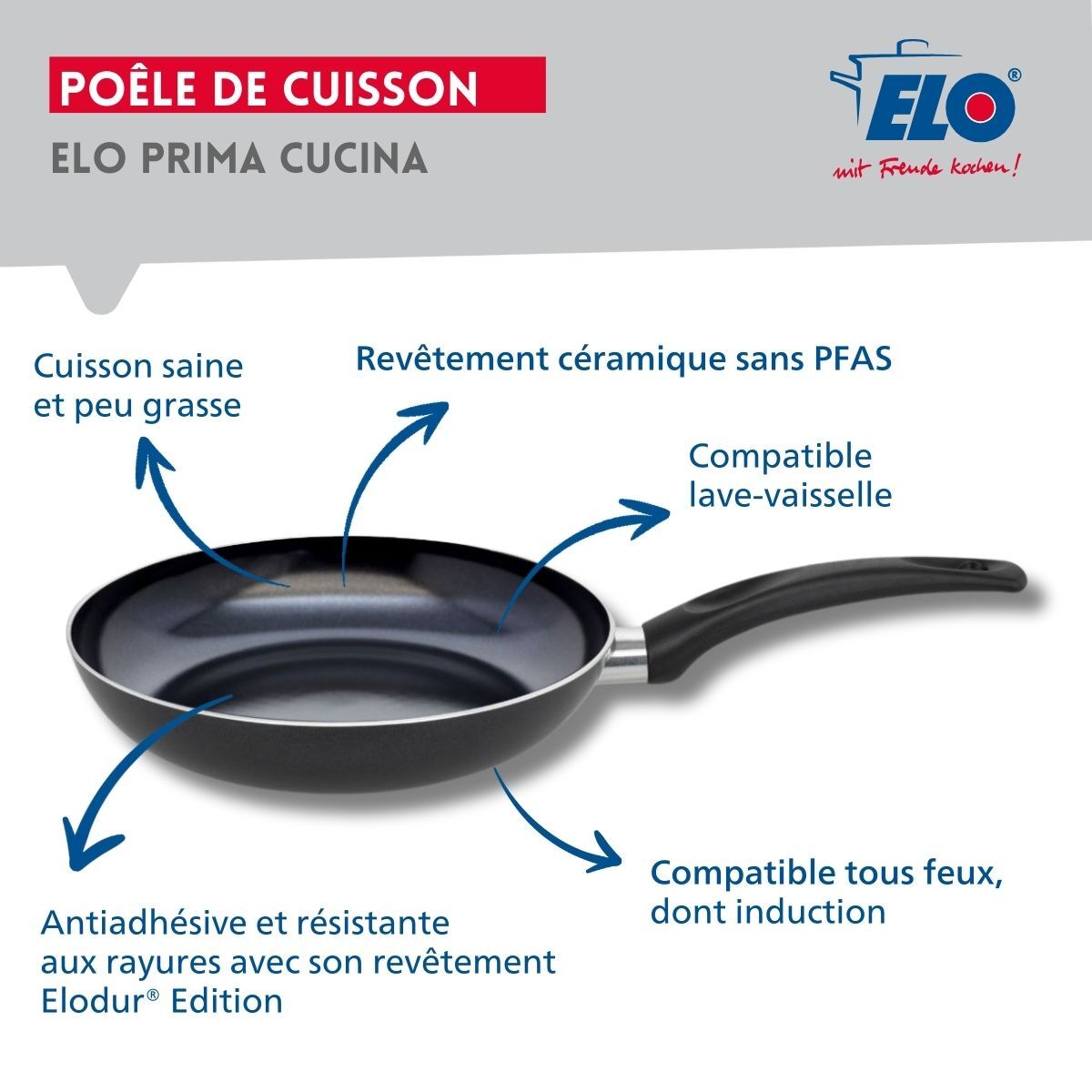 Poêle céramique sans PFAS Prima Cucina Elo