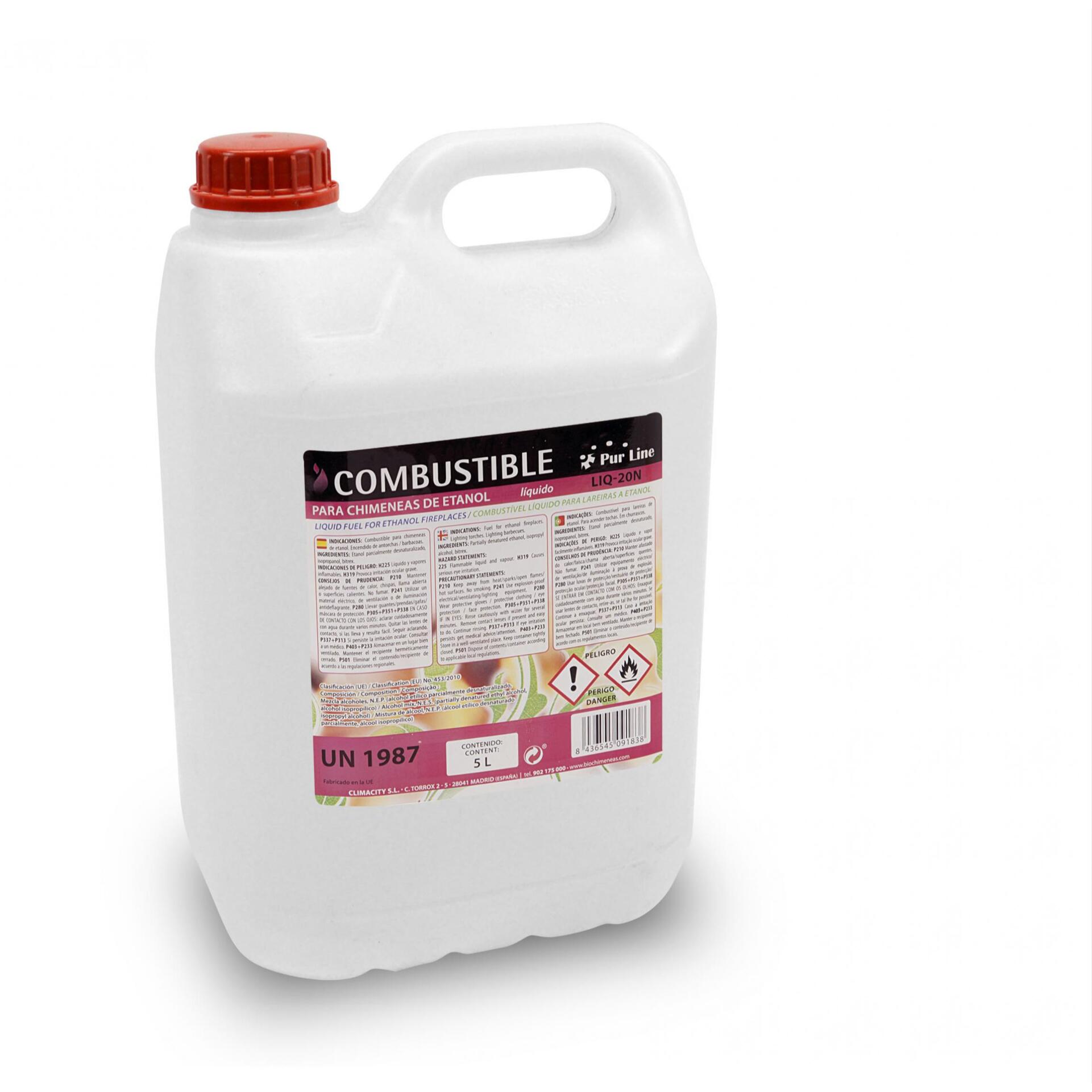 Combustible Etanol de origen natural aroma neutro formato Garrafa 5L GAR-5F PURLINE  W