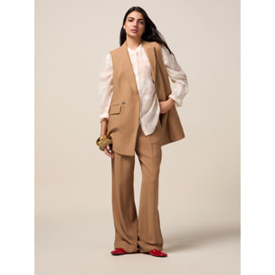 Oltre - Gilet fluido misto viscosa - Beige