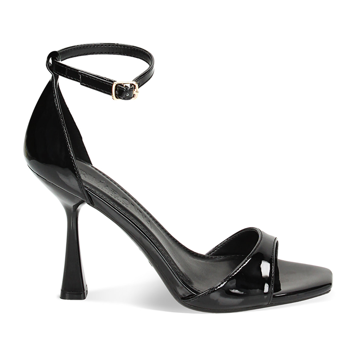 Sandali neri in vernice, tacco 9,5 cm