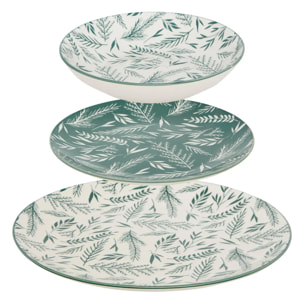 Service de table Agathe 12 pièce(s) vert D26,5xp2,4cm