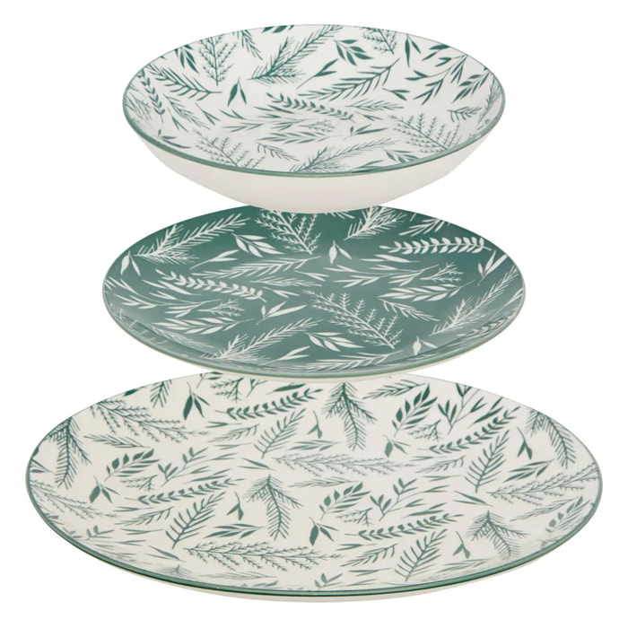 Service de table Agathe 12 pièce(s) vert D26,5xp2,4cm