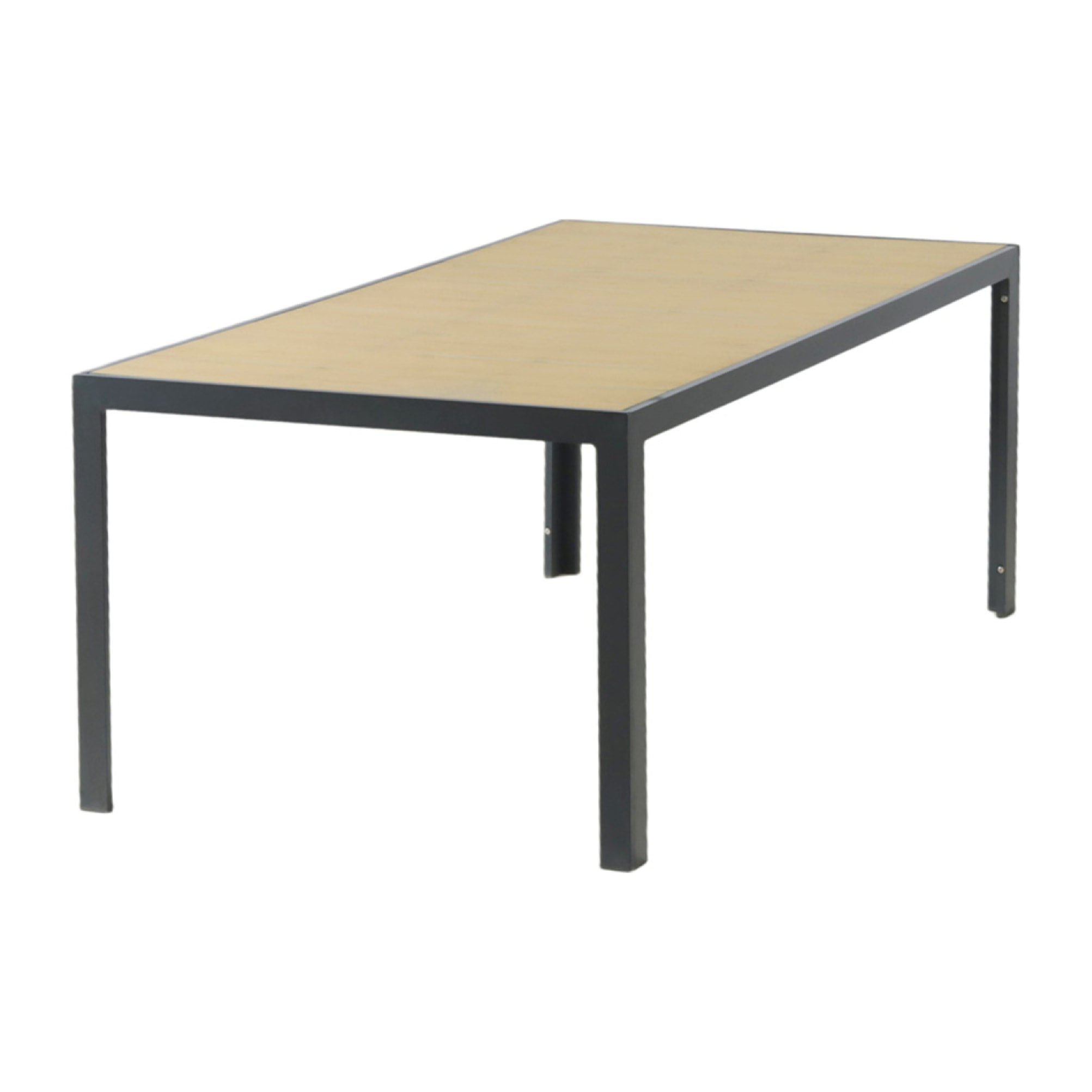Table de jardin 200cm en aluminium et avec plateau en verre trempé effet bois NAIROBI