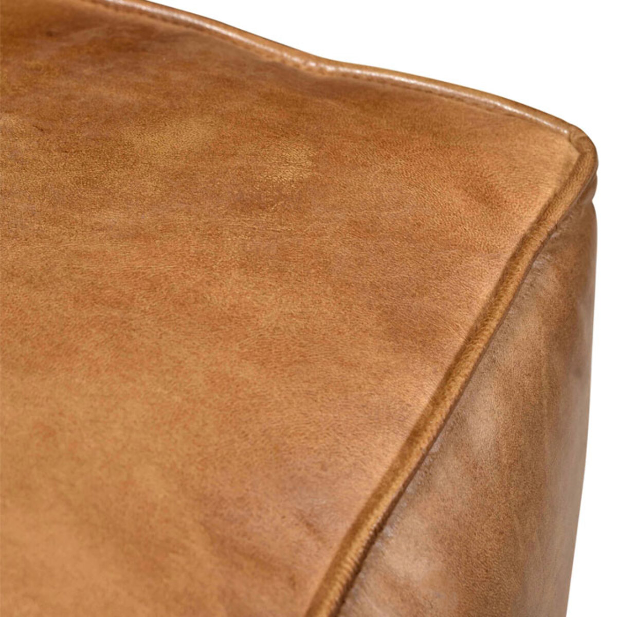 Pouf carré en cuir marron 40 cm - Arrah