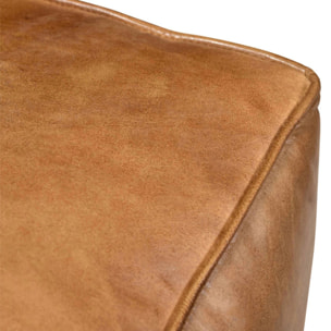 Pouf carré en cuir marron 40 cm - Arrah