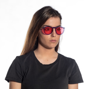 Gafas de sol OCEAN BERLIN - Azul transparente / Transparente rosa degradado y patillas de metal negro mate