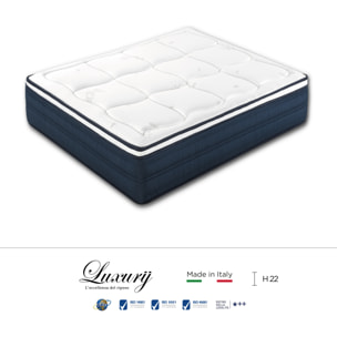 "Roma" H22 cm 140x190 coppia guanciali Memory OMAGGIO 2cm memory foam