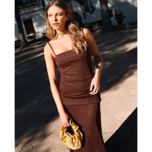 Vestido midi de tirantes con brillo