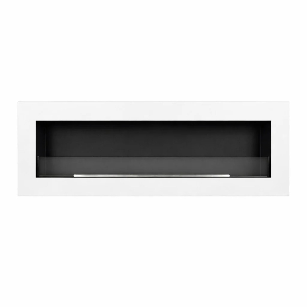 Siena 120 - Camino a Bioetanolo da Parete 120x41x15 cm con Bruciatore 1,25lt in Acciaio Bianco