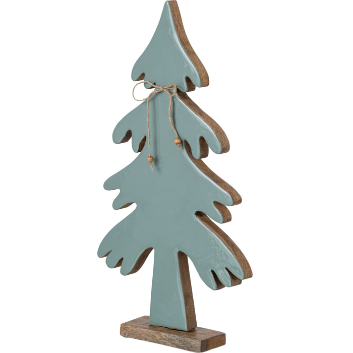 J-Line Pin nœud - bois de manguier - naturel/turquoise - large