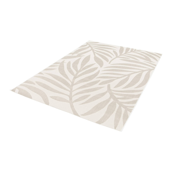 Tapis intérieur/extérieur motif végétal beige polyester recyclé Kate 120x170cm