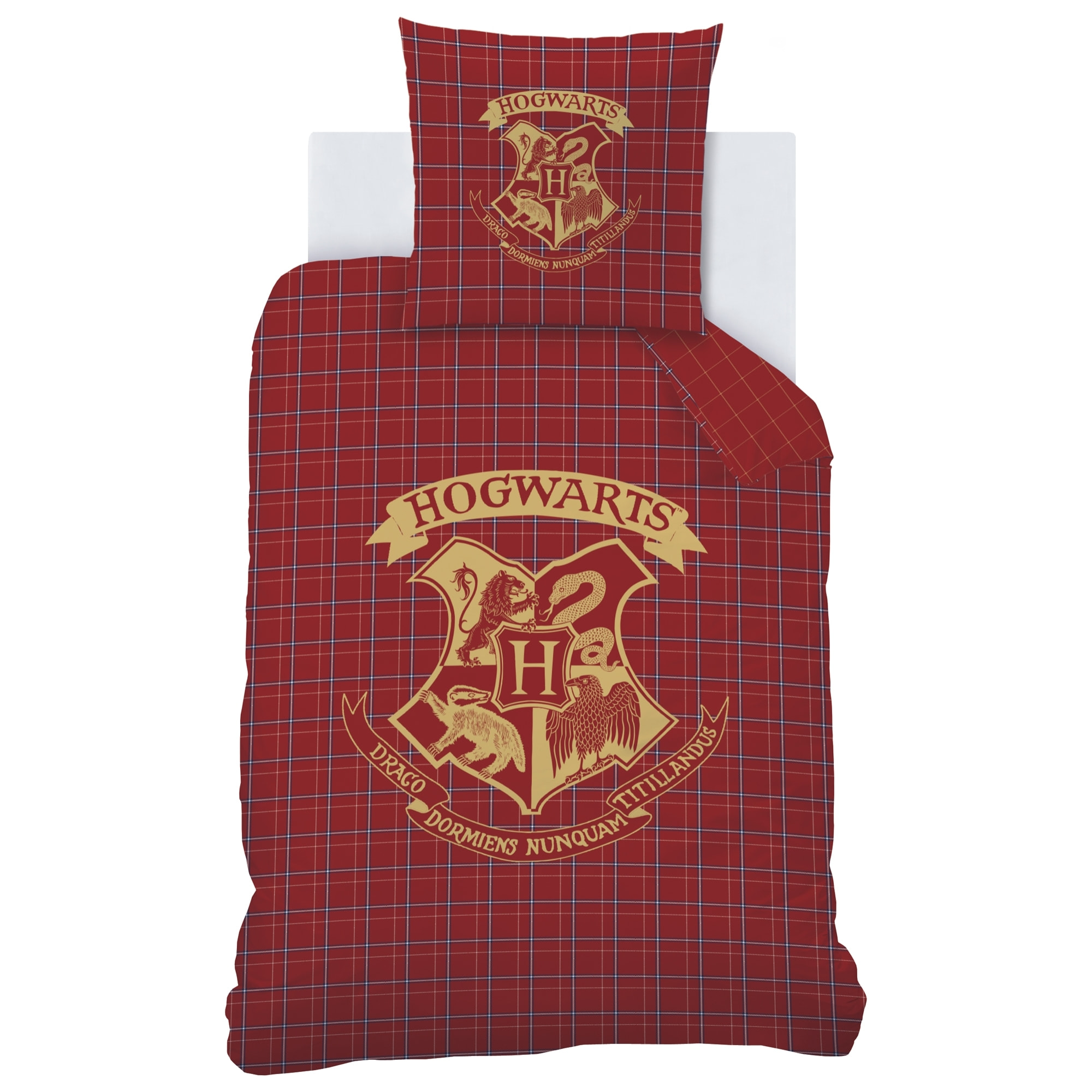 Parure de lit imprimée en flanelle de coton, HARRY POTTER TARTAN