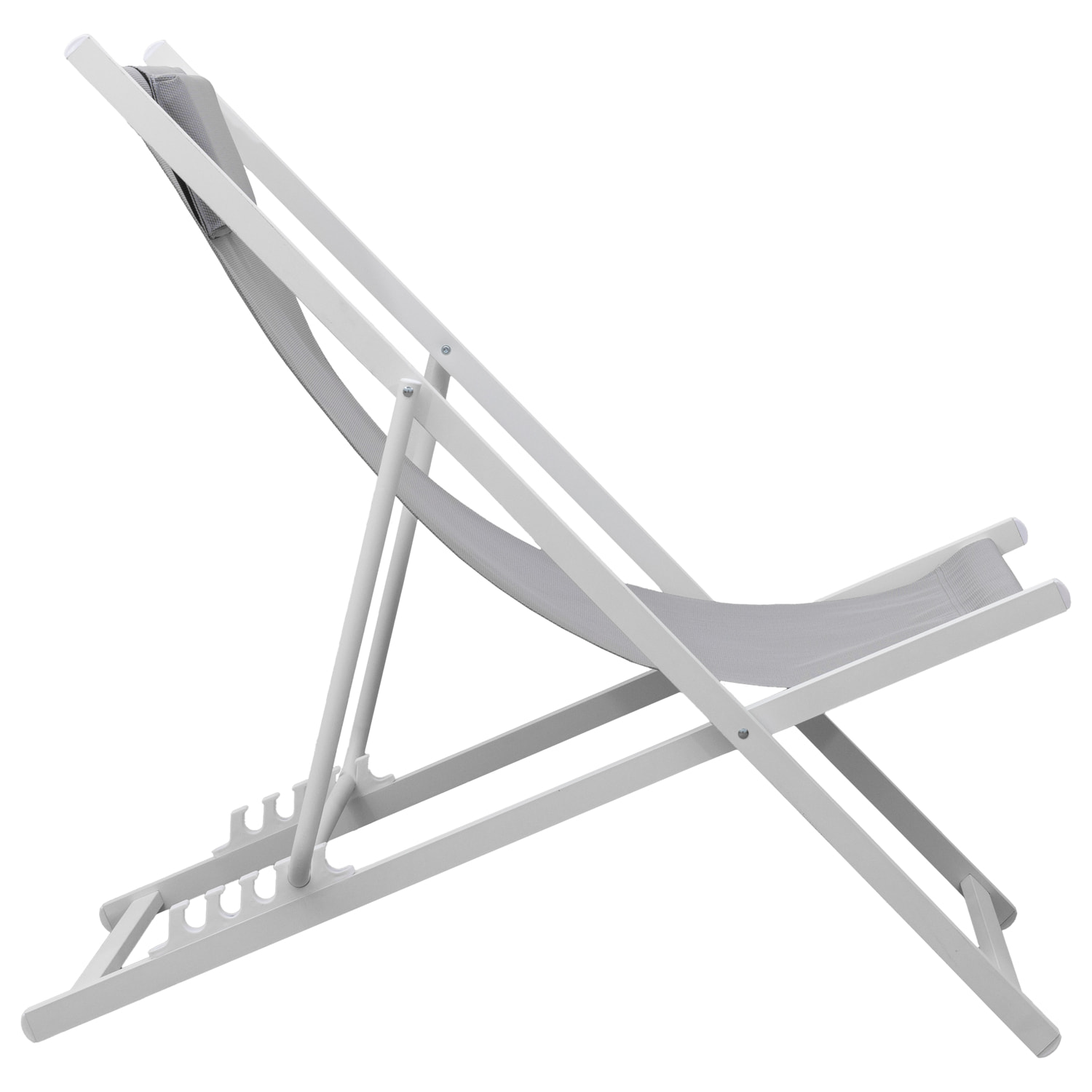 Lot de 2 chiliennes CYPRUS - textilène gris/structure blanche