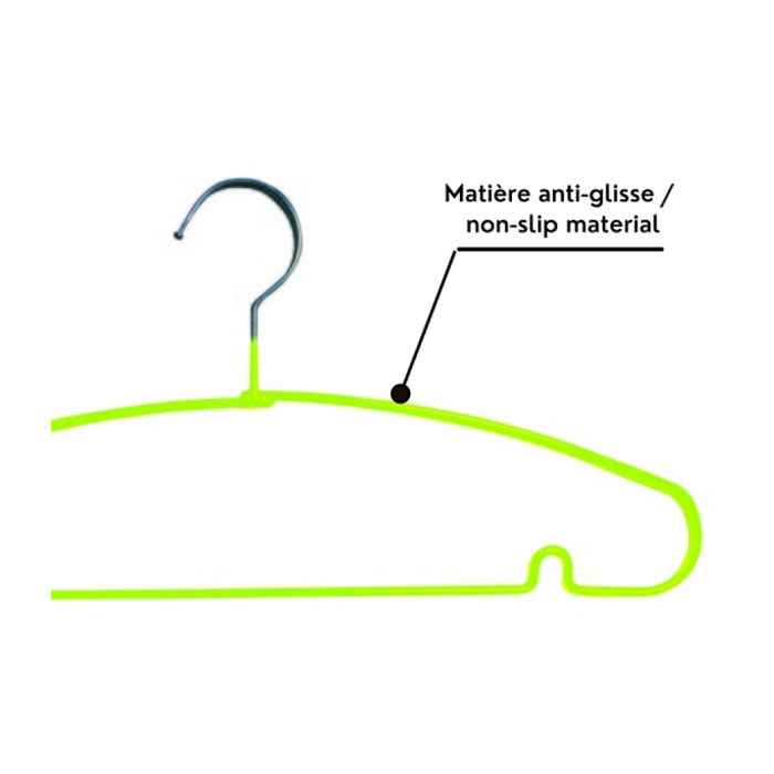 Lot de 10 cintres en acier plastifié antiglisse Vert MSV