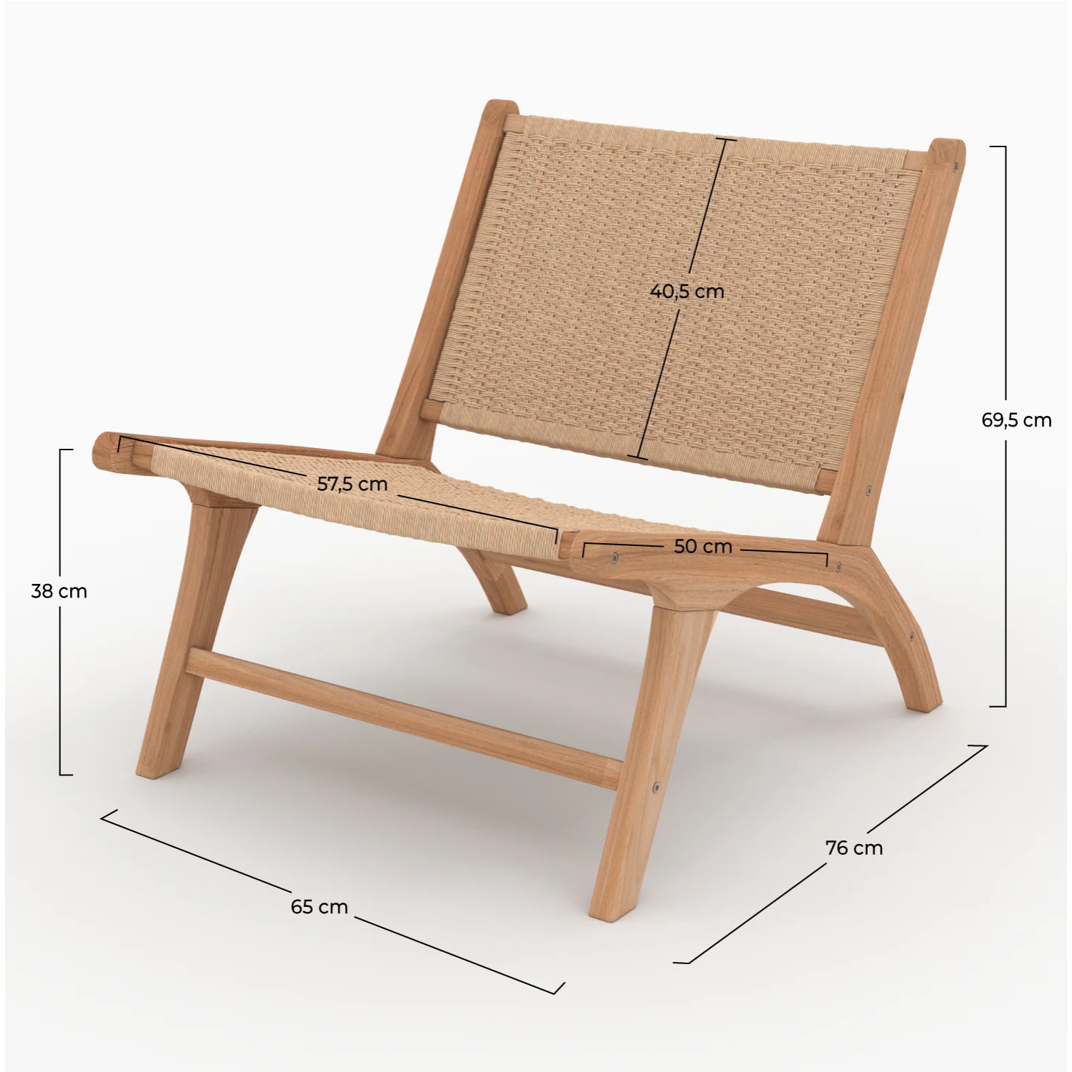 Fauteuil Kilka en bois de teck et cordage en loom - Kilka