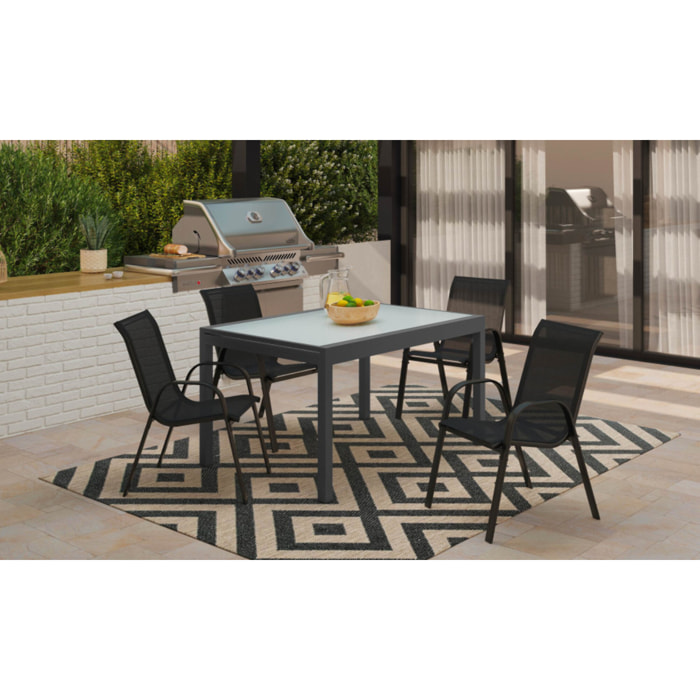 Table de jardin extensible 135-270cm verre trempé