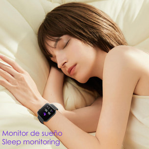 Smartwatch T68+ con termómetro, linterna, modo multideporte, monitor cardiaco y tensión.