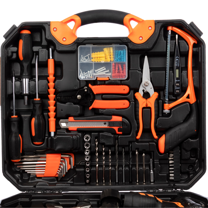 Set di attrezzi con valigetta, trapano elettrico a doppia velocità, 16.8 V 1300mAh e 120 pezzi.