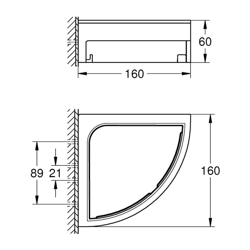 GROHE QuickFix - Start Cube - Tablette de douche d'angle - Finition chromée 41106000 (à visser ou à coller)