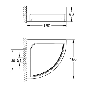 GROHE QuickFix - Start Cube - Tablette de douche d'angle - Finition chromée 41106000 (à visser ou à coller)