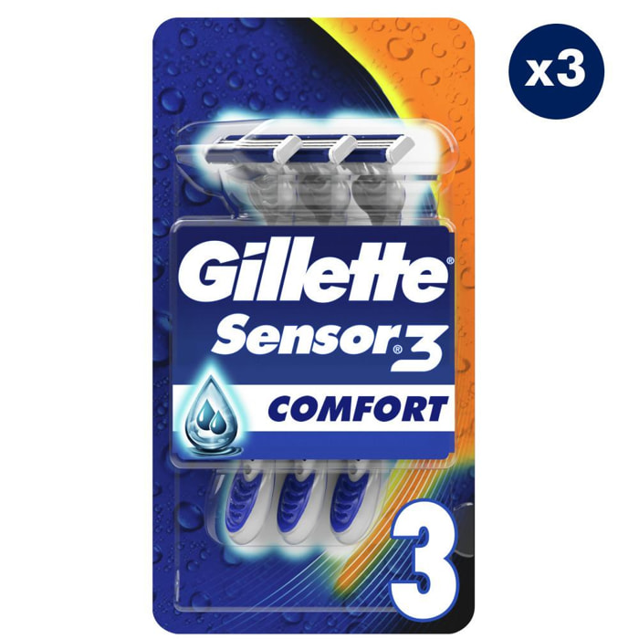 3x3 Rasoirs Jetables Sensor3, Gillette