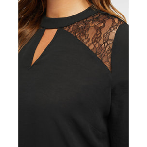 Fiorella Rubino - Blusa con aplicaciones de encaje - Negro