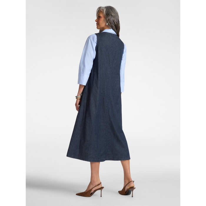 Elena Mirò - Vestido en Chambray sin mangas - Azul