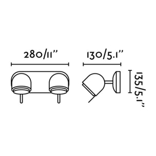 STONE 2L Lampe applique gris roche