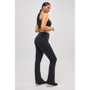 Leggings termici svasati con interno in peluche nero e stile sportivo