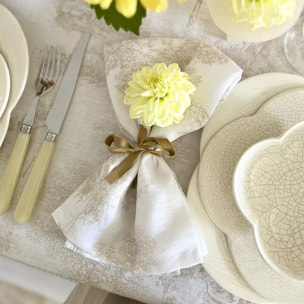 Serviette pur lin 165 g/m² imprimé beige Poesie naturel