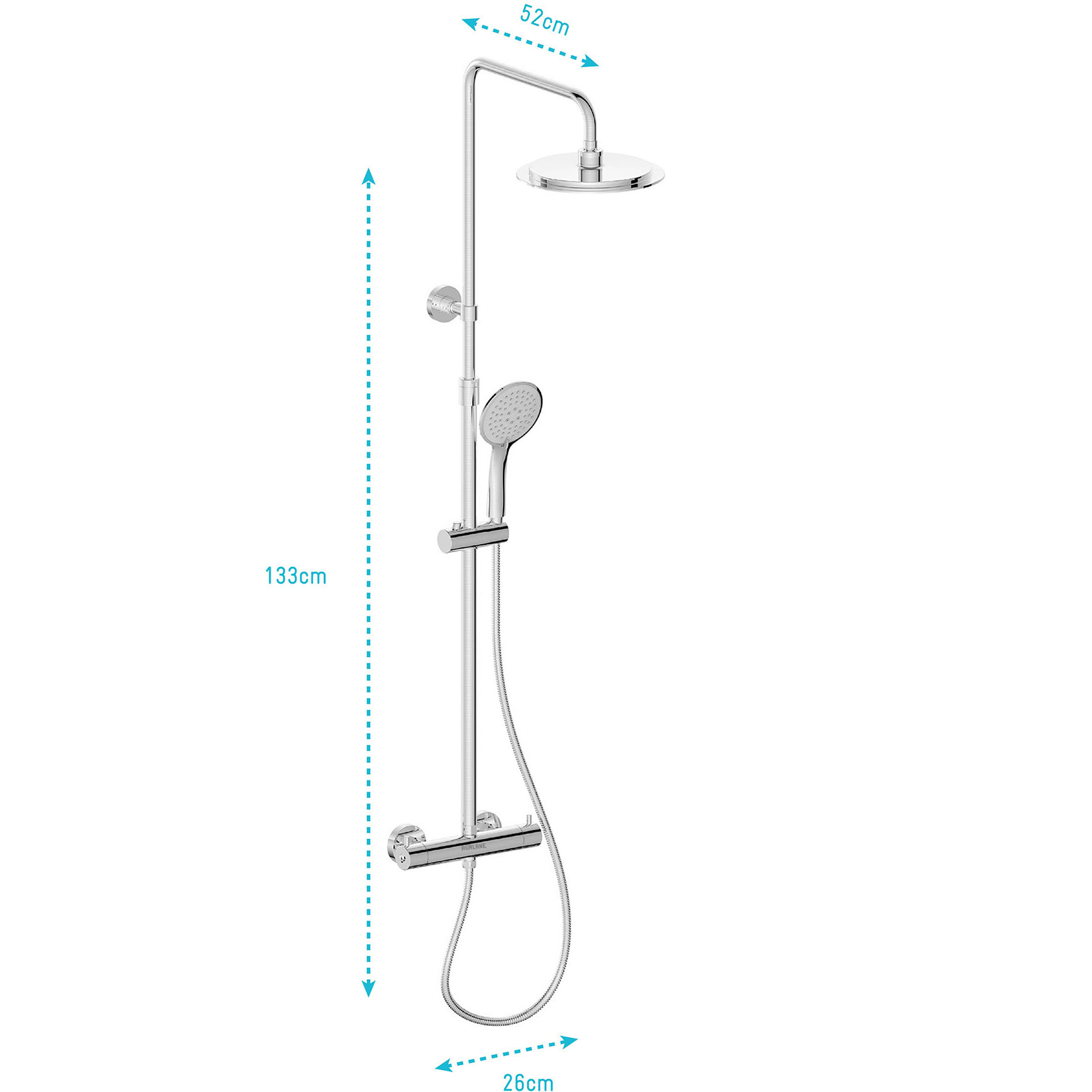Colonne de douche Thermostatique finition Chrome 133x26x52 cm - MOLLY CHROME