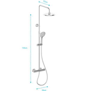 Colonne de douche Thermostatique finition Chrome 133x26x52 cm - MOLLY CHROME