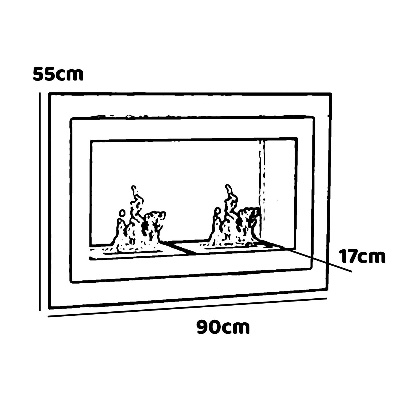 Pechino - Camino a bioetanolo da parete o incasso 90x17xH55 cm