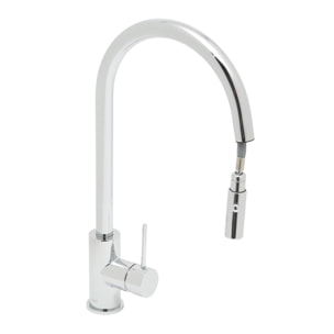 Aurum mitigeur évier sur pied à levier 44 cm avec douchette extractible 2 jets, chrome brillant (SATBAUR286CR)