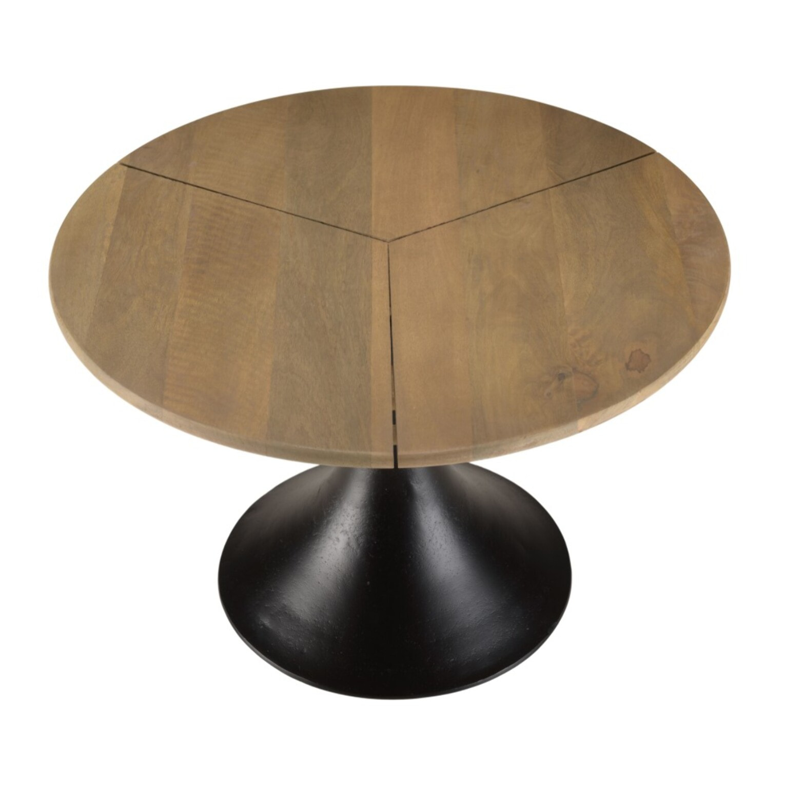 JAMES - Table d'appoint 65x65cm plateau en manguier pied évasé noir mat