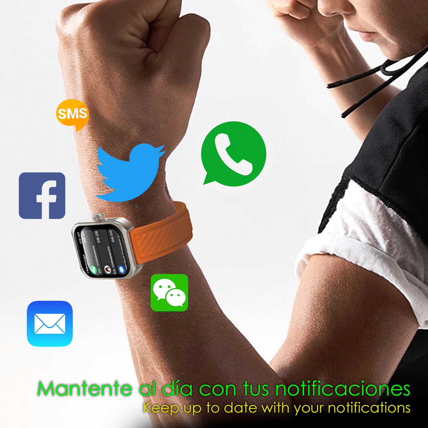 DAM Smartwatch Z88 Pro doble pulsera. Funciones outdoor, llamadas BT, notificaciones push. Funciones deportivas + salud. 5,2x1,2x4,1 Cm. Color: Naranja