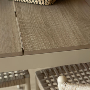 Ensemble table et 8 chaises en aluminium et corde tressée taupe FIGARI