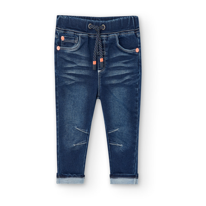 PantalÃ³n denim para niÃ±o liso de color azul, Camiseta, niÃ±a