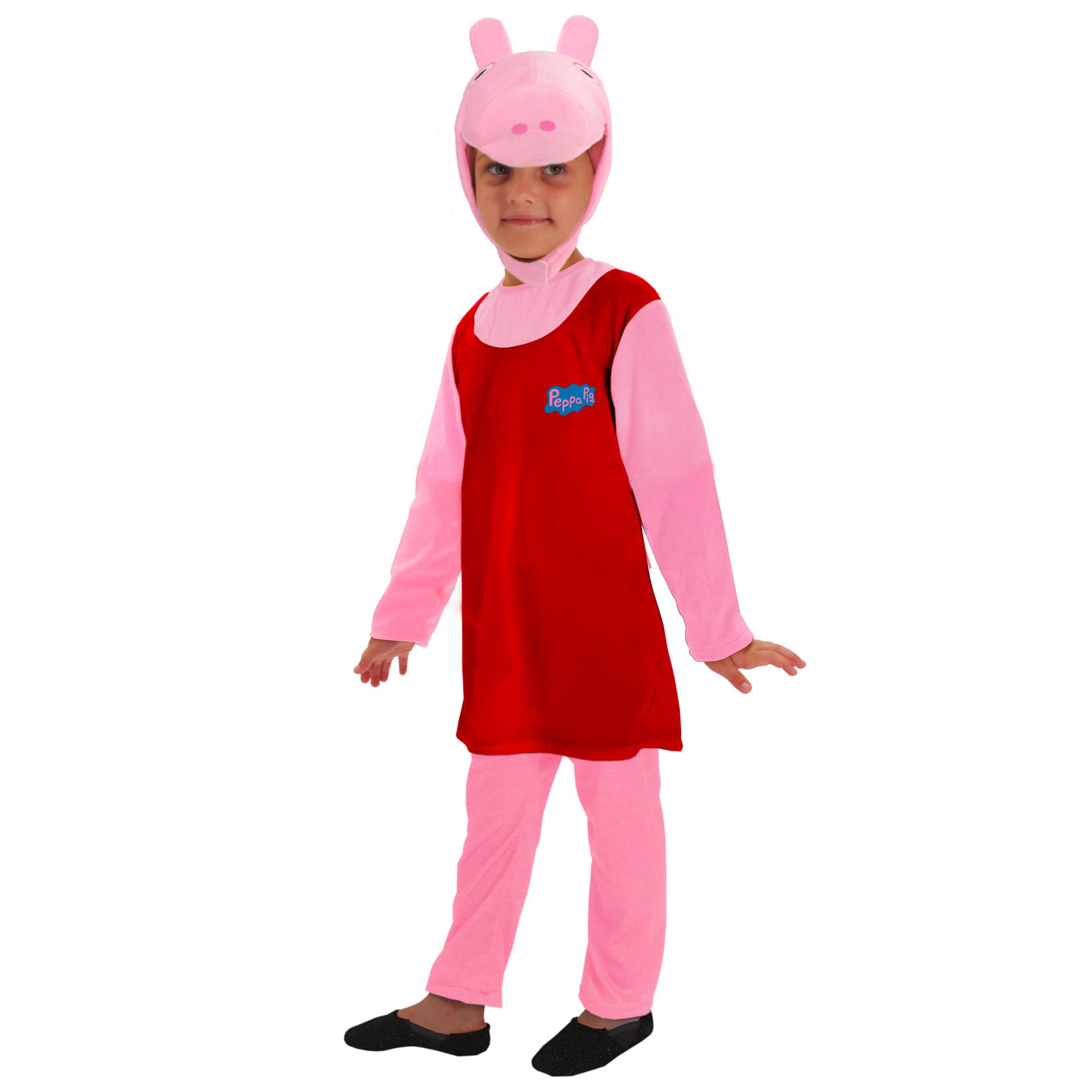 Peppa Pig Costume Completo Tutina Rosso Rosa Originale Bambina