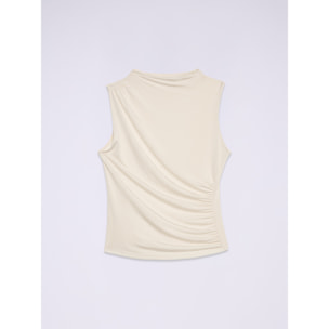 Oltre - Top in jersey drappeggiato - Bianco
