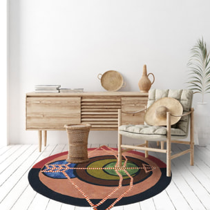 Tapis salon et chambre fait à la main en laine motif fresque LUNICIA