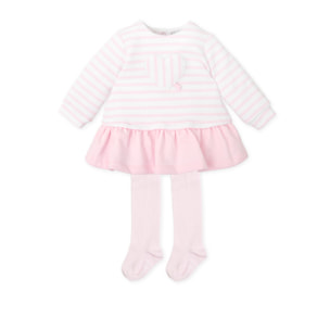 Vestido con leotardos . - Rosa