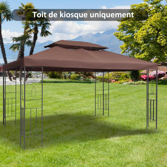 Toile de Rechange pour Pavillon Tonnelle Tente Polyester Haute Densité Imperméabilisé 180 g/m² 3 x 4 m Chocolat