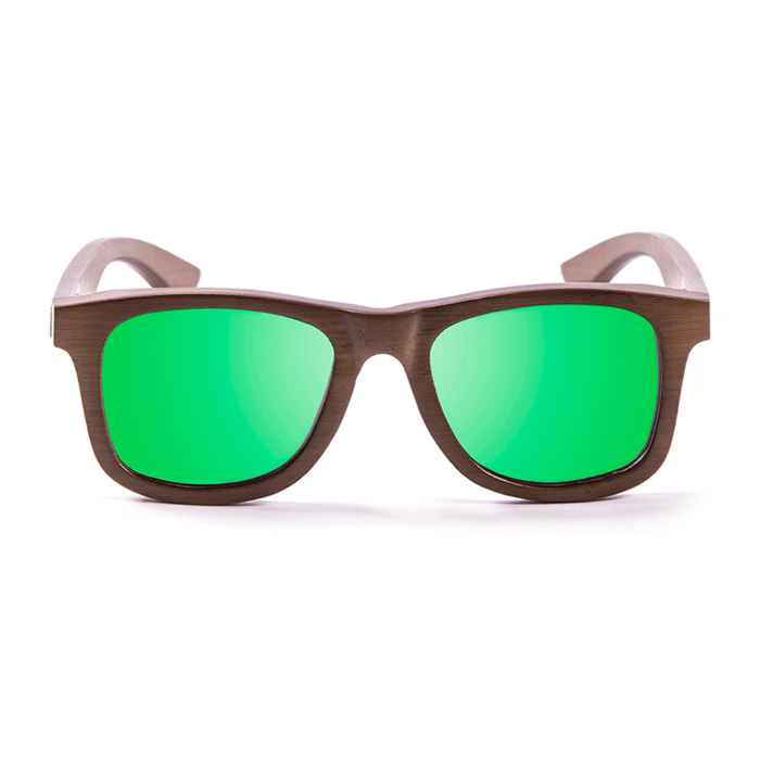 Gafas de sol LENOIR PURE - Bambú marrón oscuro / Polarizada verde revo