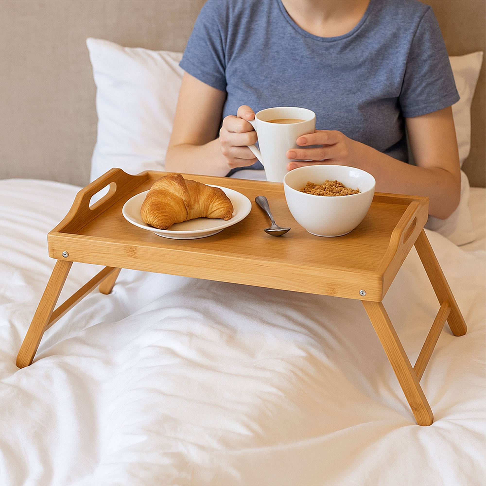bandeja de servicio para cama de bambú de 50x30cm