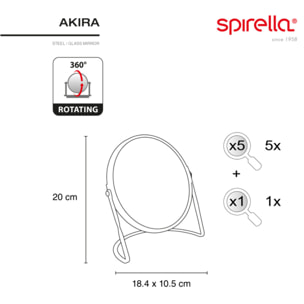 Miroir grossissant sur pied Acier AKIRA Noir mat Spirella