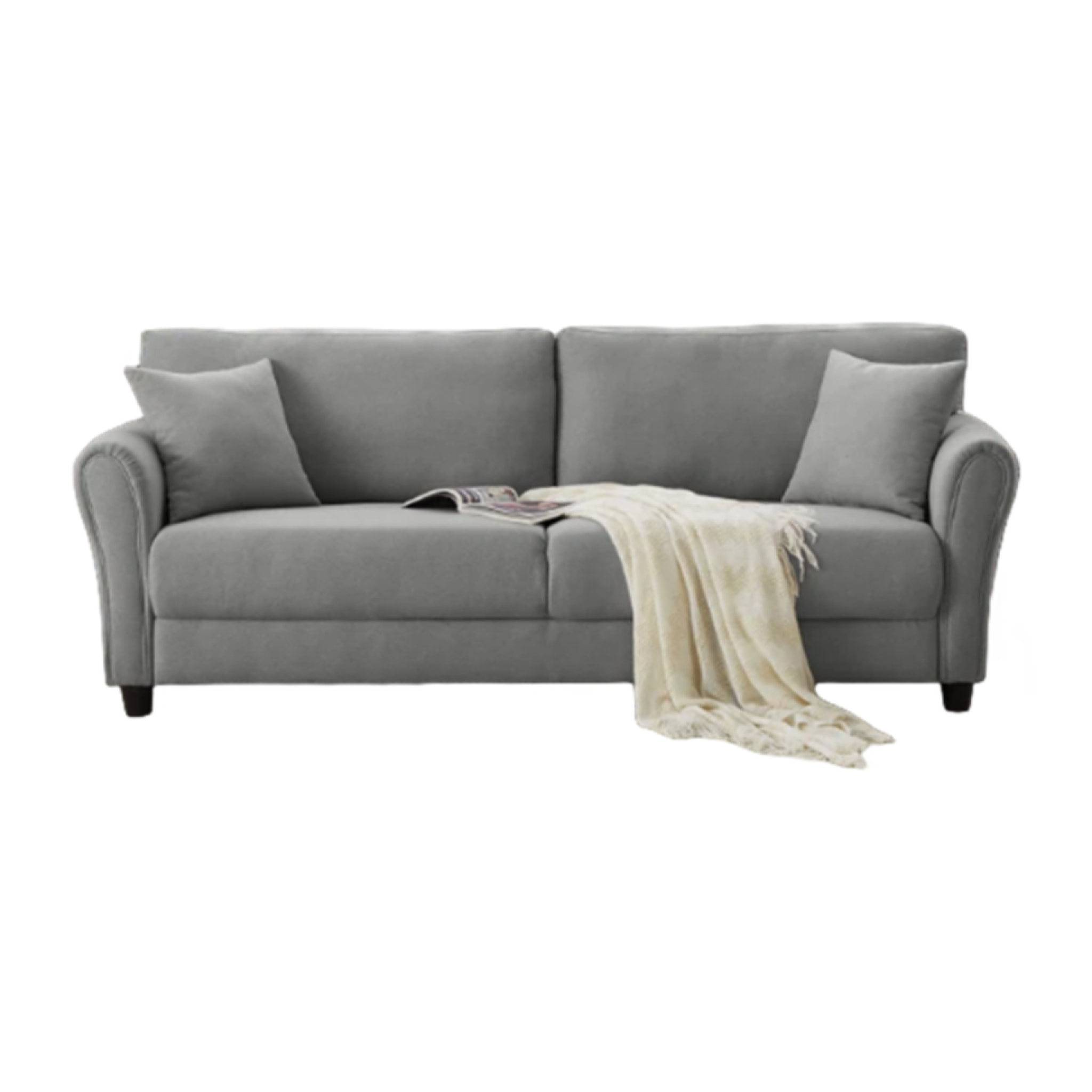 MALERNE - Canapé droit en tissu 4 places gris clair