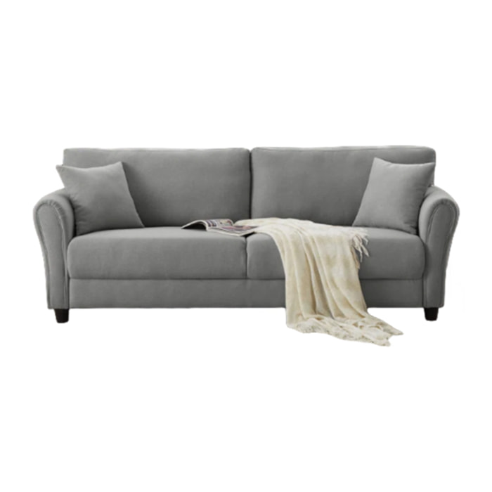 MALERNE - Canapé droit en tissu 4 places gris clair