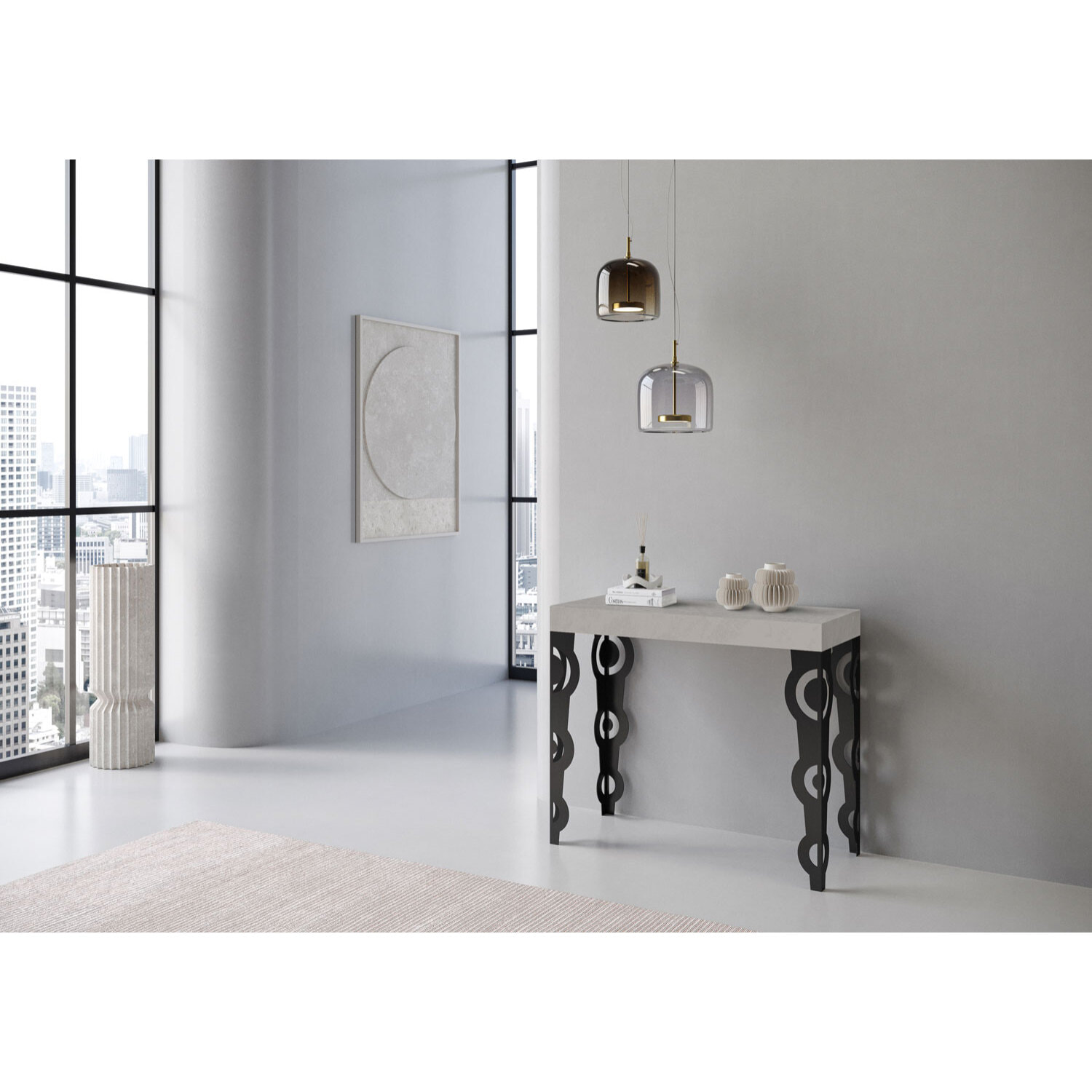 Consolle allungabile 90x40/300 cm Karamay Cashmere telaio Antracite